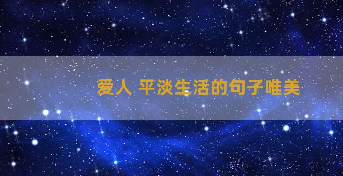 爱人 平淡生活的句子唯美